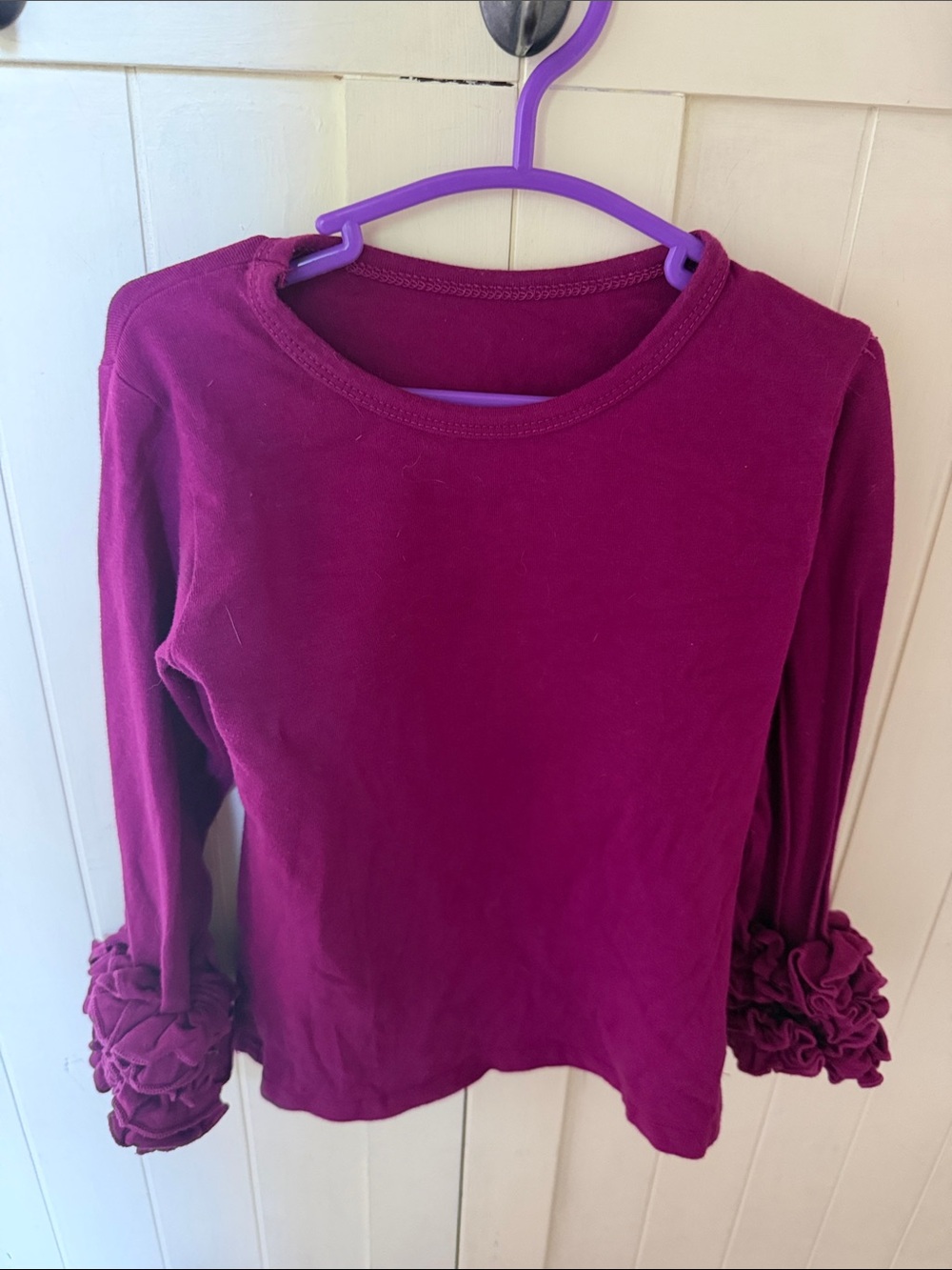 3/$10 Girls Long-Sleeve Ruffle Cuff Tee - Berry